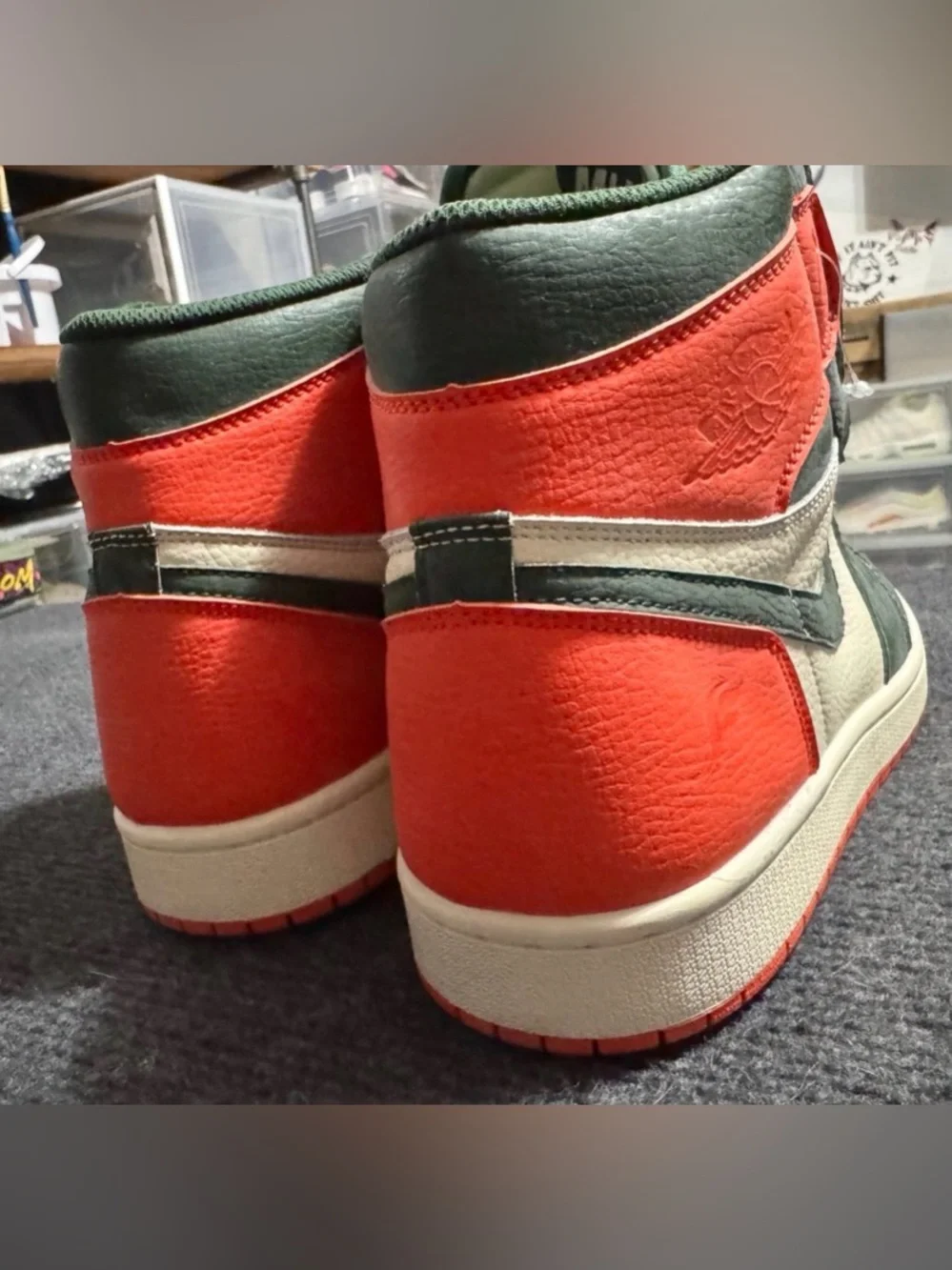 Jordan High-Top Sneakers in Green, Red & White